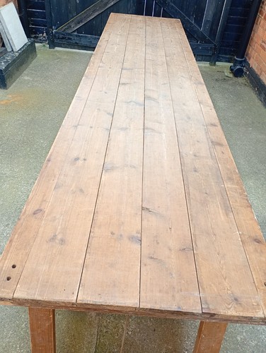 Vintage pine trestle table - pine,