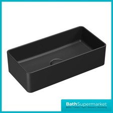 Matt Black Rectangular Countertop Ceramic Basin – Modern Slimline Design
