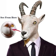 Goat Sheep Mask Animal Head Mask Halloween Adult Sized Latex Rubber Antelope --
