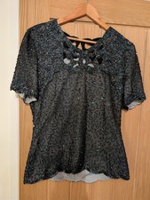Vintage After Six Ronald Joyce Silk Beaded Top UK 10