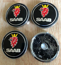 4x Carbon Fiber Saab Hub Caps Alloy Wheel Centre Cap Saab Set of 4 60mm Black