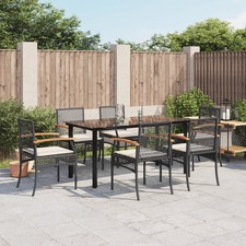 Garden Dining Set Black PE