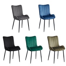 Set of 2 Velvet Dining Chairs Set Padded Seat Metal Legs Kitchen Home Furniture