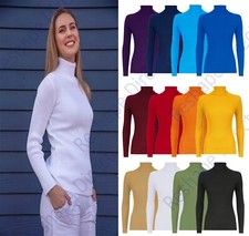 New Women Ladies High Roll Polo Neck Knitted Ribbed Jumper Sweater Top UK 8-26