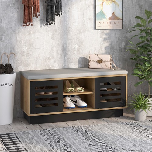 Wooden shoe bench organizer - shoe,