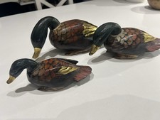 vintage hand-carved wooden duck figurines