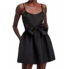 AQUA Black Mini Dress Bow