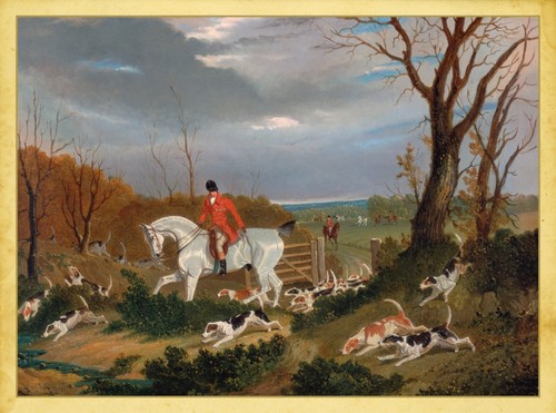 Fox hunting vintage painting - fox,