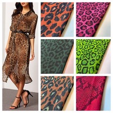 Floral Leopard Crepe Chiffon Fabric Dress Drape Craft Costume Material 44" Meter