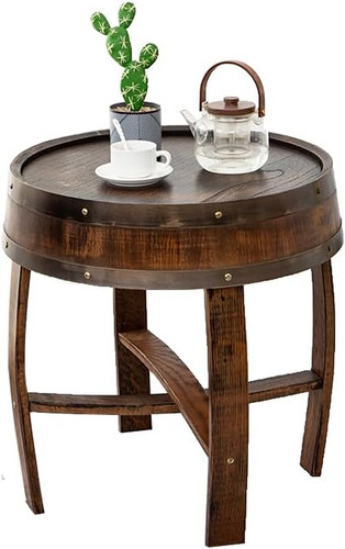 Whiskey barrel end table oak - whiskey,