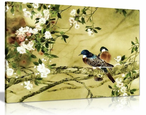 Oriental canvas art birds plum - oriental,