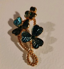 Vintage Brooch Green Clover &