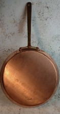 Vintage Copper Frying Pan with Brass Handle 22cm 1.8kg Lined Kitchenalia Good 