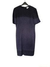 Vintage Jaeger Navy/Black Grid-Pattern Dress – UK 12 – Made in Great Britain