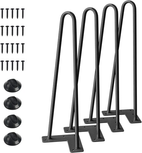 Black metal hairpin table - black,
