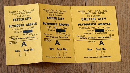Ticket 1979 exeter city v - city,