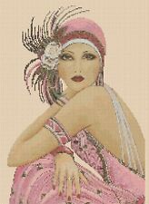Art deco lady Cross stitch chart  Art Deco Lady 29 -   FlowerPower37-UK-