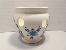 Delft Hand-Painted Holland Tulip Vase Bud Blue Windmill Tourist Souvenir