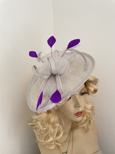 New fascinator silver purple - new,