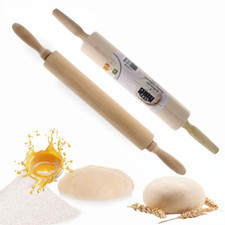 43/45cm Kitchen Professional Wooden Rolling Pin with Revolving Centre Beechwood