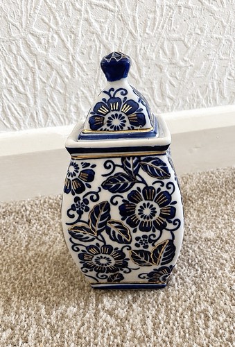 Blue vintage porcelain lidded - vintage,