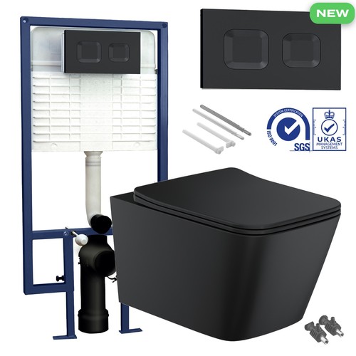Black wall hung toilet - black,