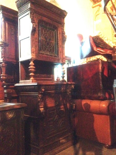 Carved victorian oak library - carved,
