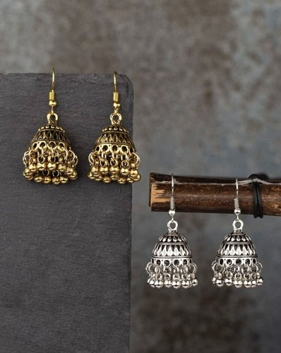 Small gold silver - silver, jhumka
