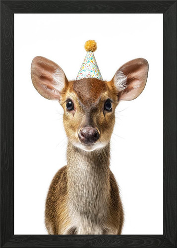 Muntjac deer with party hat - deer,
