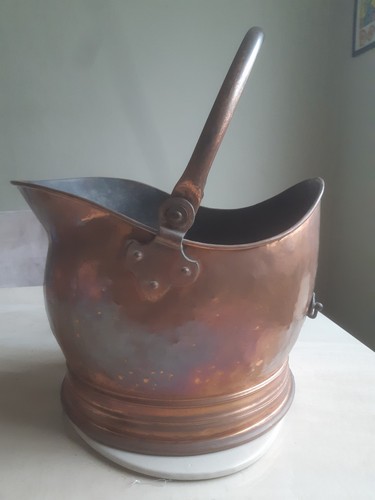 Vintage copper coal scuttle - coal,