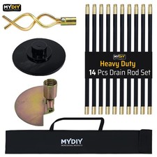 Drain Rod Set Plumbing Cleaning Kit Unblock Drainage Worm Screw Plunger 14 PCS