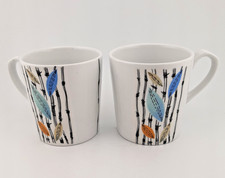 2 Vintage Alfred Meakin White Bamboo Coffee Cups Mugs