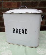 Vintage White Enamel Bread Bin 1930s Shabby Chic Kitchenalia