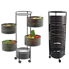 6 Tier Storage Rack Kitchen Rotating Vegetable Serving Trolley Cart Bath Shelf