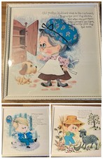 Set Of 3 Vintage Prints Mid Century Nursery Rhymes By F Massa