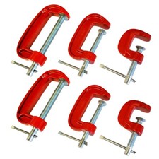 6Pce Mini G-Clamp Set Strong Screw C-Clamps Hobby Wood Metal Work 1" 2" & 3"