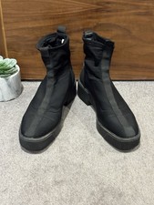 Zara Woman Black Chunky Pull On Ankle Boots Size 5 UK