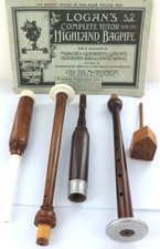 Vintage Bagpipe Chanters & 1953 "Logans Complete Tutor for the Highland Bagpipe"