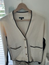 Massimo Dutti Women's Cream and Black Cardigan Size M Pre Loved excellent cond