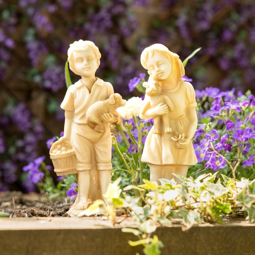 2pc girl boy statue - 2pc,