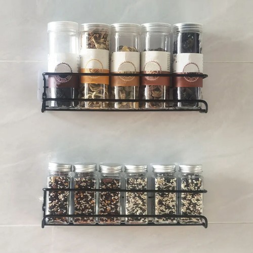 Black metal spice jar rack - black,