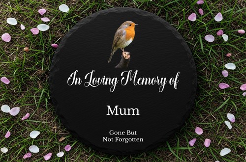 Round slate memorial grave - slate,