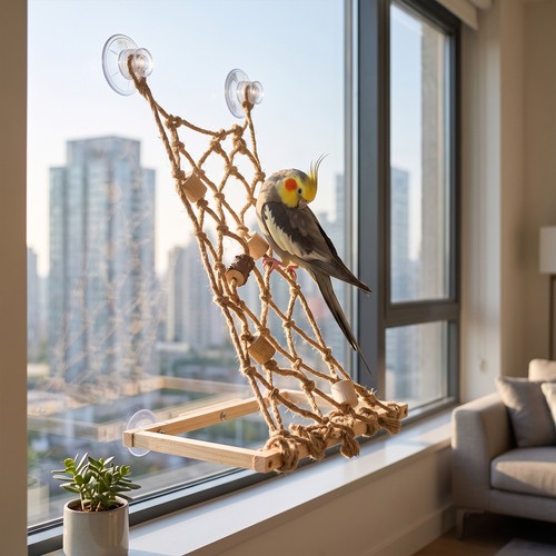 Wooden parrot play stand - parrot,
