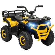 12V Kids Electric Ride-On ATV Quad Bike Suspension Storage Basket Battery Yellow