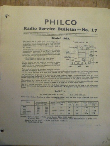 Philco model 263 valve - philco, /