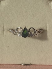 Lightning Ridge Black Opal Sterling Silver 925 Adjustable Ring Crown Hallmark