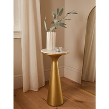 Gold Tone Metal Side Table