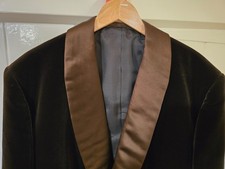Men’s Tailor-made, Velvet Smoking Jacket, Chestnut Brown, Shawl Collar, Large