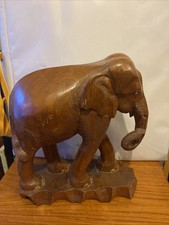 HUGE Hand Carved Wood Elephant