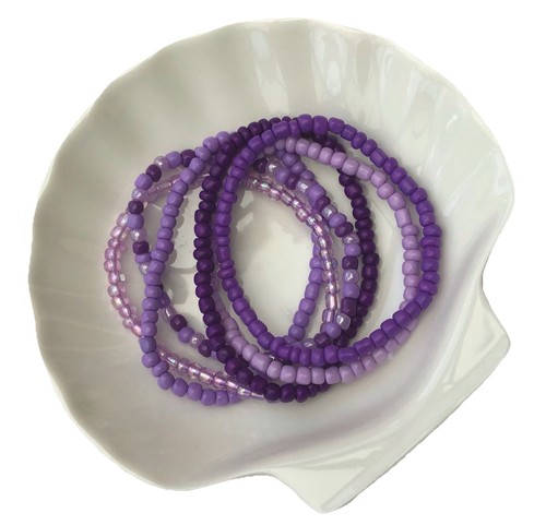 Purple seed bead bracelets - 6,